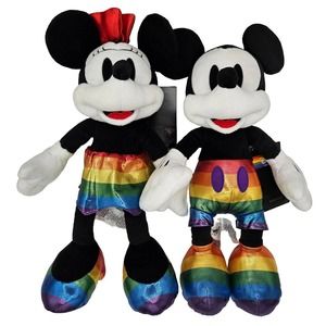 NEW Disney Minnie & Mickey Mouse Rainbow Collection 17" Plush 2021 LOT OF 2